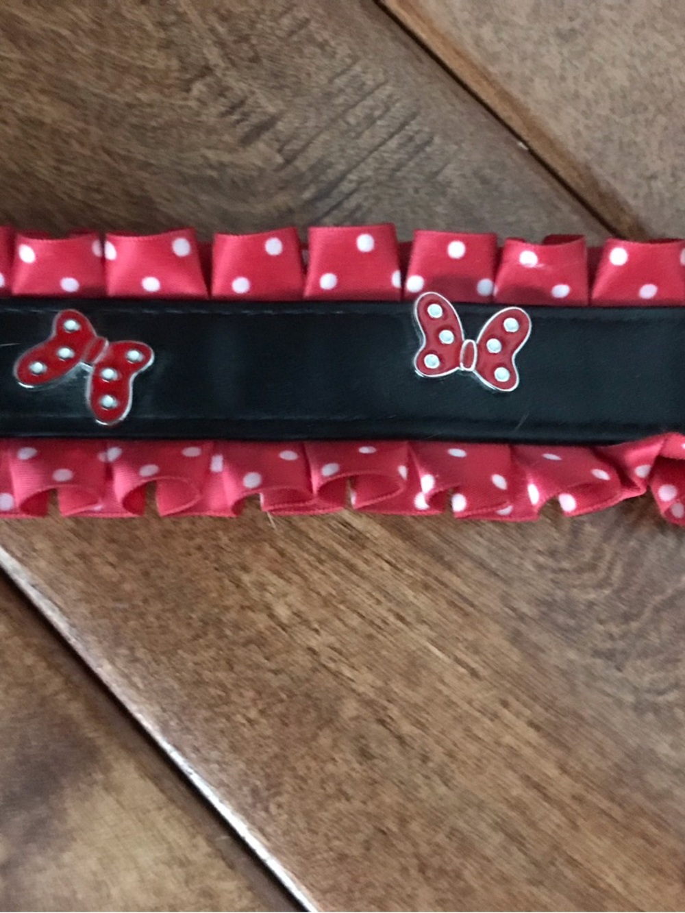 Disney Minnie Mouse Red and Black Polka Dot Ruffle Dog Collar